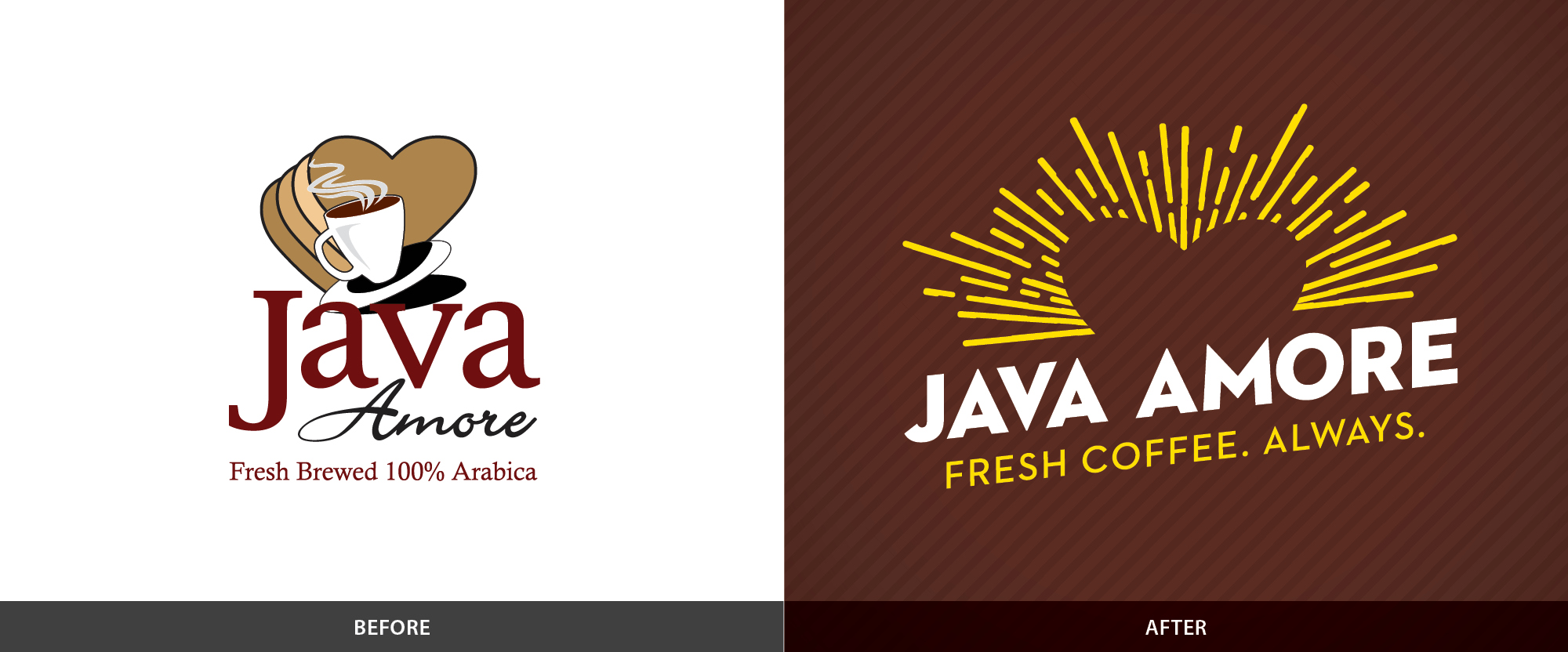 Love's Java Amore - Logo - Before and After